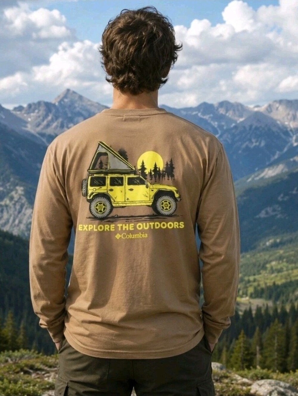 Columbia Men's Explore The Outdoors Long-Sleeve Graphic T-Shirt Gray Size Large
